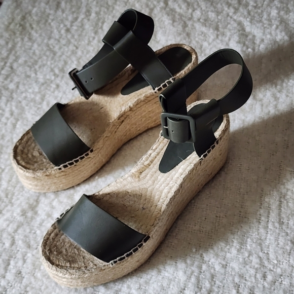 Vince Chunky platform leather espadrille color military green size 10M - Picture 4 of 10